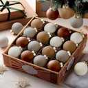 Hollowfly 24 Pcs Neutral Matte Christmas Ball Ornaments 2.4 Inch Rustic Boho Brown Tan Ivory Beige Xmas Bulbs Ornament Vintage Xmas Baubles Modern Christmas Decor for Tree Farmhouse Holiday Decor
