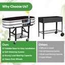 Self-Watering Raised Garden Bed with Legs and Heavy Duty Wheels, Easy-Install Planter Box with Foldable Stand, Galvanized Metal Elevated Wicking Bed with Liner for Indoor Outdoor Gardening