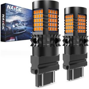 Amber 3157 3156 LED Bulbs Yellow Canbus Error Free Turn Signal Lights 3057 T25 Led Built-in Resistor No Hyper Flash No Errors For Blinker Light Indicator Light Side Marker Light Bulbs(2 PCS)