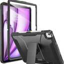 Soke Case for iPad Air 13-Inch M3 2025 & M2 2024,with Built-in Screen Protector and Kickstand, Rugged Full-Body Heavy Duty Protective Cover for Apple iPad Air 13 - Black