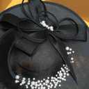 dressfan Vintage Fascinator Hats for Women,Linen Pearl Fascinator for Derby Church Wedding Tea Party