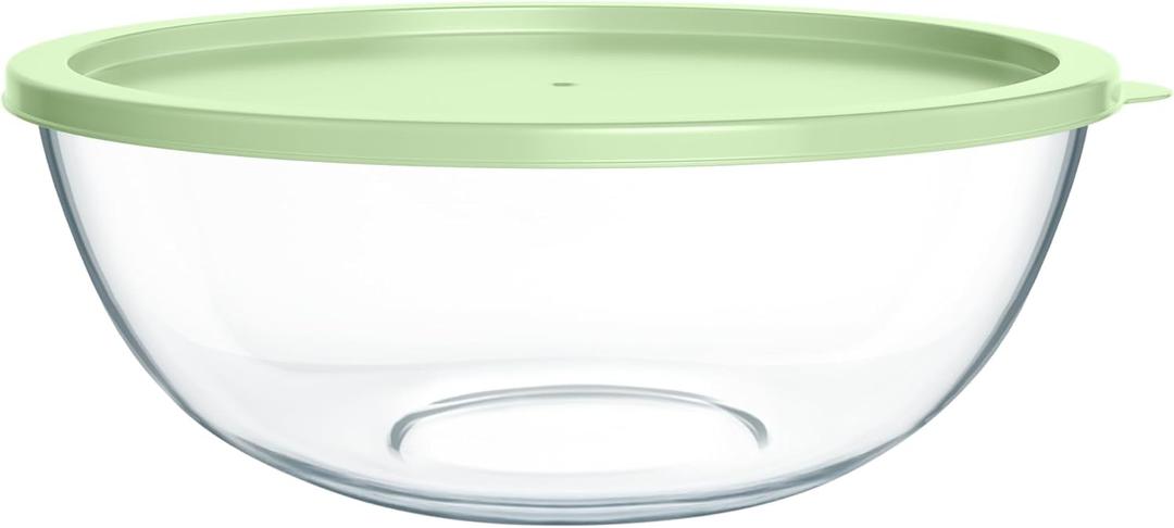 Extra Large Glass Mixing Bowls Clear Glass Salad Cooking Bowls for Kitchen Salad Bread Storage (5.5 Qt)