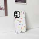NITITOP Compatible with iPhone 16 Case Cute Clear for Women Girls Colorful Love Heart Pattern Ultra Slim with Bumper Protector Soft TPU Anti-Yellow Protective Cover - Colorful Heart