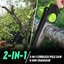 Pole Saw 15FT Reach 2-in-1 Brushless & 8 Inch Mini Chainsaw