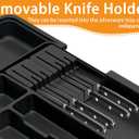 Homecor Silverware Organizer - Expandable Large Kitchen Drawer Organizer Utensil Organizer with 2 Removable Knife Blocks, 22"x 19"Cutlery Tray Drawer Dividers for Kitchen Flatware(6-9 Slots) (Black)