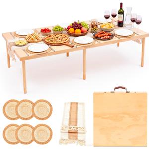 Novabright 60" X 30" Folding Picnic Table, Wood Color