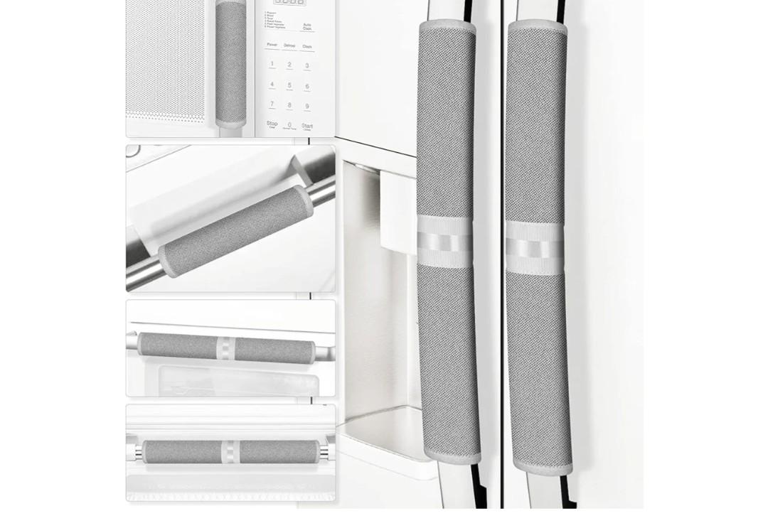 Refrigerator Door Handle Covers, Set of 6, Keep Your Kitchen Appliance Clean from Food Stains, Smudges, Drips, Oil, Washable and Form-Fitting, Protector for Fridge, Ovens, Dishwashers(Grey)