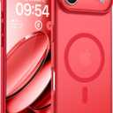 TOCOL for iPhone Air Case, Full Camera Protection, Built-in Magnetic Ring, Compatible with Magsafe Charger, Drop Protection, Translucent Matte Phone Case for iPhone 17 Air 6.5 inch (Red)