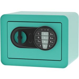 OUSURO Small Safe Box  Home Safe for Money Jewelry Documents, Solid Lock Box, Mini Security Box with Digital Electronic Security Keypad for Home Office Hotel (Blue)