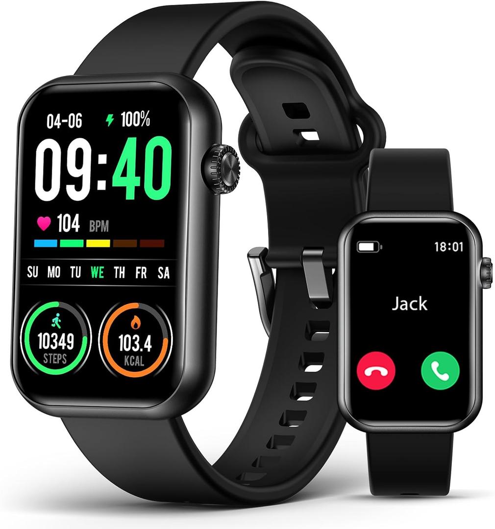 Smart Watch Fitness Tracker (Answer/Make Call), 24/7 Heart Rate Spo2 Blood Pressure Monitor Sleep Tracker, 114 Sports Modes Pedometer Calorie Step Tracker, Waterproof Activity Tracker for Women Men (Black)