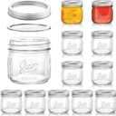 Lyellfe 12 Pack Wide Mouth Mason Jars, 12 Oz Glass Canning Jars with Airtight Lids, Clear Mason Spice Jars for Jam, Honey, Jelly, Sauces, Yogurt