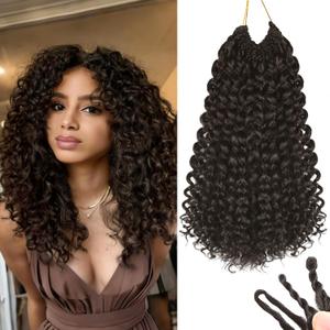 120 Strands Curly Crochet Hair Gogo Curl Pure Protein Fiber Close to Human Hair 14 Inch Pre looped Deep Wave Curly Crochet Hair For Black Women Beach Curl Twist Braiding Hair Extensions (14inch 2/4#)