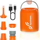 Sportneer Mini Air Pump: 1600mAh Rechargeable Air Pump for Inflatables with Hook, Magnetic and Light Function, Air Mattress Pump for Pool Floats, Sleeping Pads, Swimming Ring, Vacuum Storage Bags (Orange)
