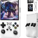 R36MAX Game Console,4.0 Inch IPS Screen Linux System with 64GB TF Card,Retro Gaming Console Built in Games,Retro Game Console for Adults,4000mAh Battery (White)