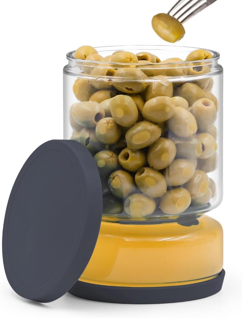 ForTidy Airtight Glass Pickle and Olive Container - 50 OZ Jar with Strainer for Pickle Lover, Kitchen Organization Must-Have Versatile Food Keeper, BPA-Free, Dishwasher Safe (Midnight Blue)