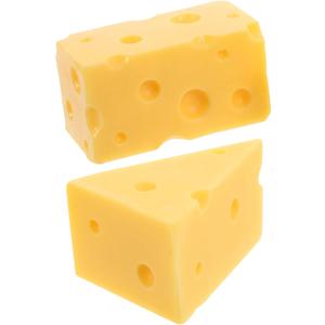 LUOZZY 2 Pcs Resin Cheese Mousse Cake Fake Cheese Model for Food Display Photo Props for Halloween Kitchen Decorations