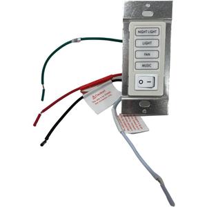 Homewerks Bluetooth Bath Fan Push 4-Button Wall Switch-White Face-RF Compatible