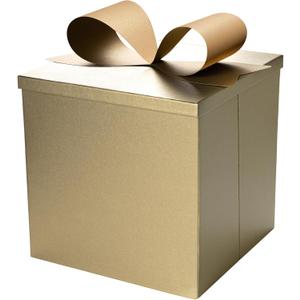 BIOBROWN Medium Gift Boxes with Lids for Presents, 9x9x9 Inches Gold Collapsible Gift Box for Christmas, Valentine's Day, Birthday, Wedding, Baby Shower, Party, Any Occasion