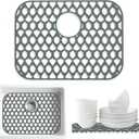 SAMSIER Silicone Sink Protectors Mats (13x11 & 14x12 & 16x12 & 18x16 & 19x14 & 21x16 & 22x13 & 25x16 & 26x14 & 28x14 & 30x16) for Bottom of Kitchen Sink (19x14, Rear Drain) (Gray)