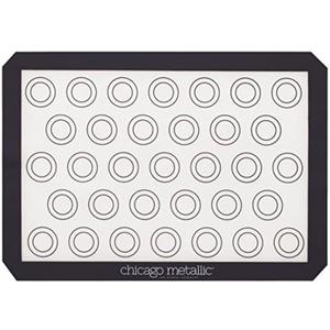 Chicago Metallic Silicone Pastry Mat with Measurements,, Baking Mat with Cookie Marks Gray 16.5x11.5 Inch