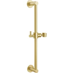 Shower Slide Bar Adjustable Handheld Shower Head Holder Wall Mount - 15inch All-Metal Shower Head Slide Bar Compatible with Bathroom Drill Free Glue Installation - Brushed Gold