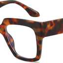 LJCZKA Oversized Square Blue Light Blocking Glasses for Women Men Computer Glasses Thick Frame Anti Eyestrain Headache