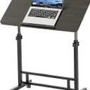 TigerDad Sturdy Folding Table with Wheels - 31.5" Large Bedside Table & Overbed Desk, Foldable TV Tray Table for Sofa, Height Adjustable Bed Table Tray for Eating and Laptop, Dekuwood, 31.5" x 15.7"