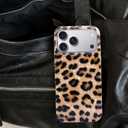 J.west Compatible with iPhone 17 Pro Max Case 6.9", Vintage Soft Sparkly Leopard Print Pearly Thinfoil Animal Design Women Girl Protective Cover Phone Case Brown Cheetah