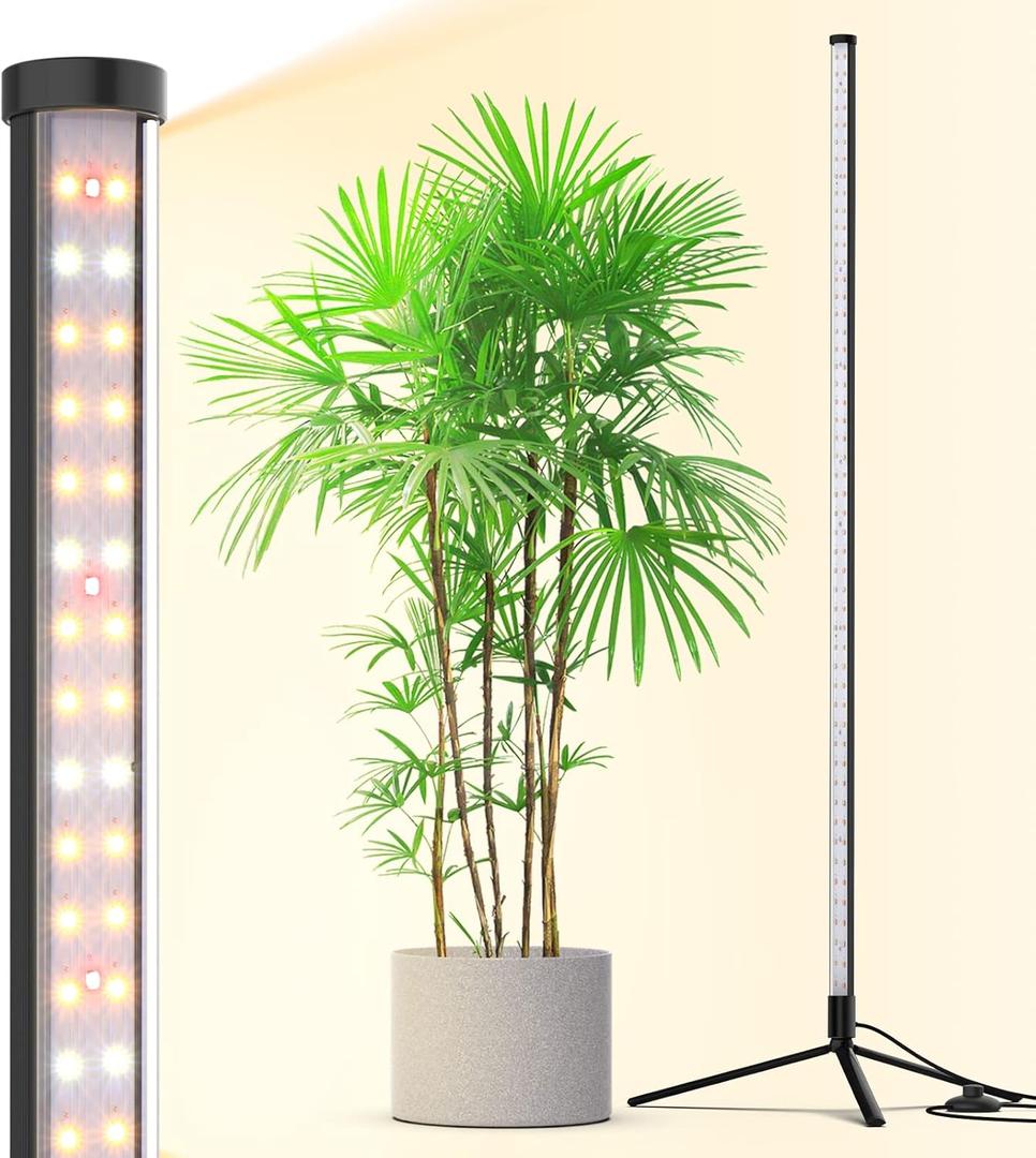 Barrina Grow Lights for Indoor Plants with Stand, 42W 169 LEDs Full Spectrum Wide Illumination Area, T10 Vertical Standing Plant Grow Light, 4FT Height with On/Off Switch and Tripod Floor Stand (3000K+6500K+660nm)
