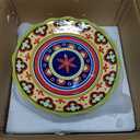 UNICASA Ceramic Dessert Plate Set of 4, 9 Inch Snack Plates with Scalloped Edges Serving Dishes for Salad, Cake, Cheese, Vibrant Boho Decoration, Microwave & Dishwasher Safe