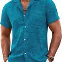 COOFANDY Mens Hawaiian Shirt Short Sleeve Floral Button Down Shirts Tropical Summer Beach Shirts 2XL