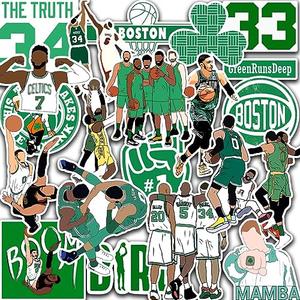 35 PCSBoston American Celtics Stickers Pack Basketball Stickers for Water Bottle, Laptop, Bicycle, Computer, Motorcycle, Travel Case, Car Decal Decoration Sticker 2-2.5 inches