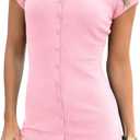 Saodimallsu Womens Button Down Mini Dress Summer Sleeveless Bodycon Casual Knit Short Cardigan Sweater Dresses (Pink, S)