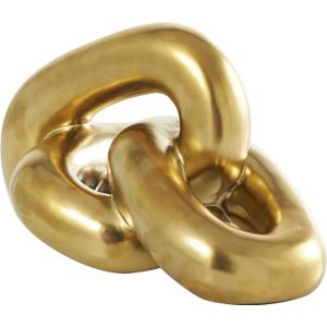 Deco 79 Ceramic Chain Decorative Sculpture 3 Link Home Decor Statue, Accent Figurine 7" x 11" x 6", Gold