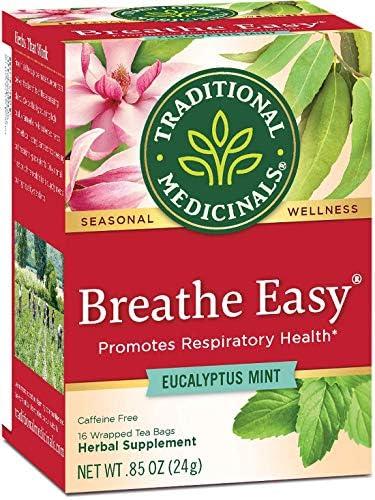 Traditional Medicinals Breathe Easy Eucalyptus Mint Herbal Tea, Promotes Respiratory Health, (Pack of 1) - 16 Tea Bags