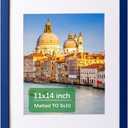 wyooxoo 11x14 Picture Frame Dark blue Solid Wood Photo Frames Display Pictures 8x10 with Mat or 11x14 Without Mat Colorful Frame For Tabletop Display or Wall