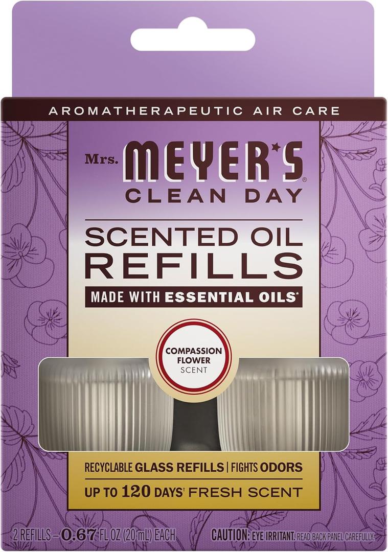 MRS. MEYER'S CLEAN DAY Scented Oil Refills, Compassion Flower, contains 2 .67 fl oz refills