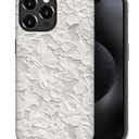 DAIZAG Case for iPhone 16 Pro Max,White Floral Lace Full-Body Design Hybrid Dual Protection Soft TPU Hard PC Shockproof Scratch-Resistant Protective Cover Phone Case for Men Women