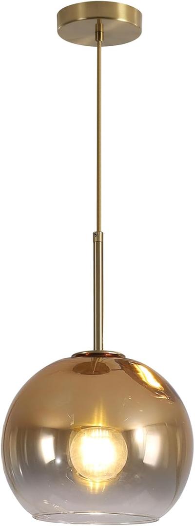 KCO Lighting 1-Light Modern Glass Pendant Lights Large Gold Globe Pendant Light Mid Century Single Pendant Light Kitchen Island Dining Room Lighting Fixtures Ceiling Hanging