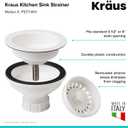 Kraus Kitchen Sink Strainer for 3.5-Inch Drain Openings in White, PST1-WH