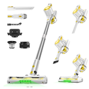 Cordless Vacuum Cleaner for Home, Powerful Stick Vacuum with Rechargeable Battery, Green Light Anti-Tangle Brush, 6-in-1 Lightweight Handheld Vacuum for Pet Hair, Hard Floor, Carpet, Yellow