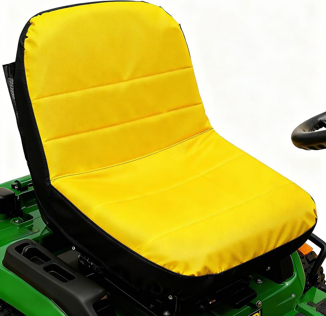 Large Lawn Mower Seat Cover Compatible with John Deere Gator Lawn Tractor, Weatherproof Riding Mower Seat Cover for Cub Cadet (Yellow)
