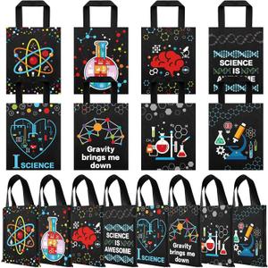Ferraycle 24 Pcs Science Party Favor Bags Party Decorations for Lab Week 2026 Laboratory Supplies Books, Stationery Goodie Gift Treat Bag(Black,Cool)