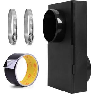 Periscope Dryer Vent Kit 0-5" Adjustable Dryer Vent for Tight Space - BLACK with 2 Clamps & Foil Tape