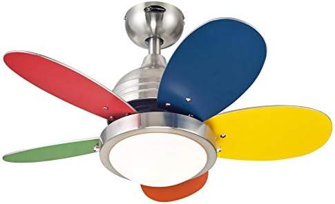 Westinghouse Lighting 7223600 Roundabout Indoor Ceiling Fan with Light, 30 Inch, Brushed Nickel