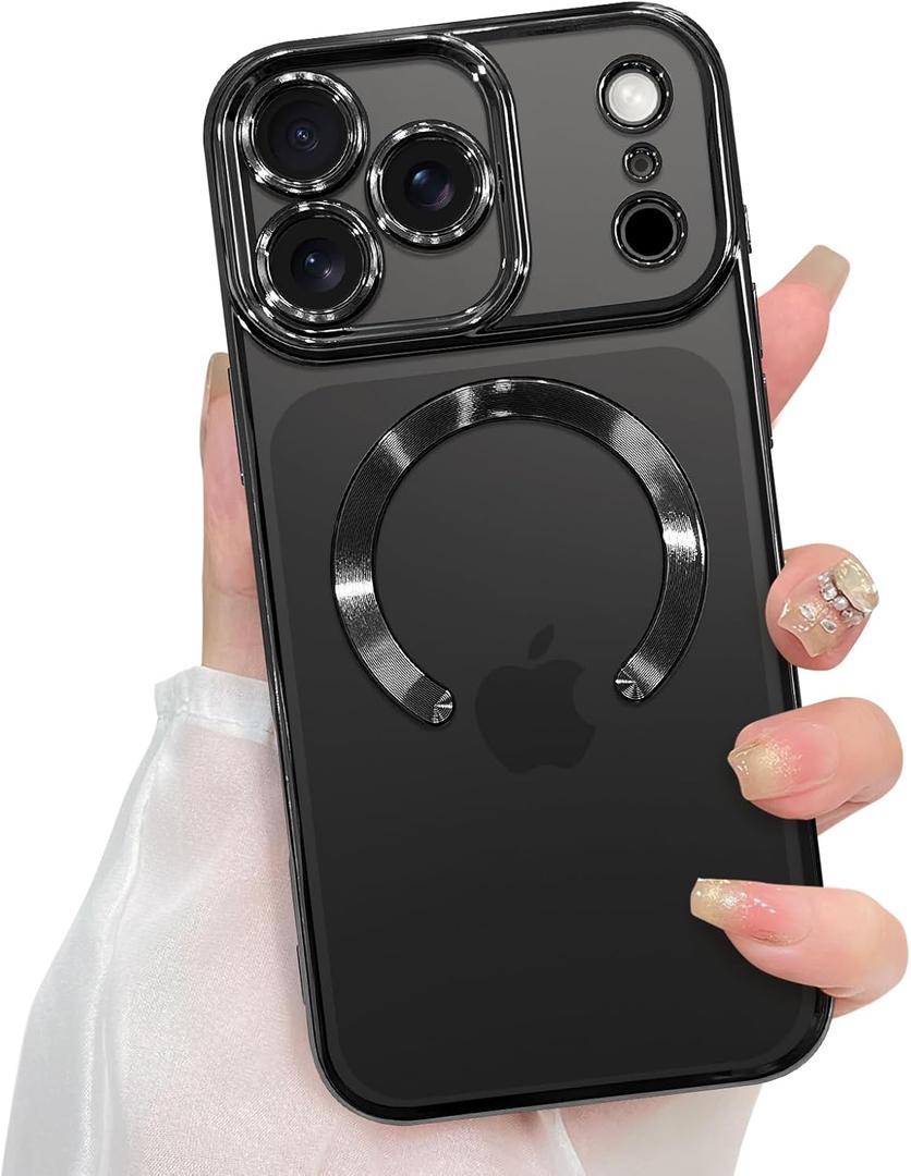 ZIYE Magnetic Case Made for iPhone 17 Pro 6.3 Inch [Compatible with MagSafe] Soft TPU Slim Phone Cover Anti-Scratch Drop Protection Clear Phone Case for Women Men, Black