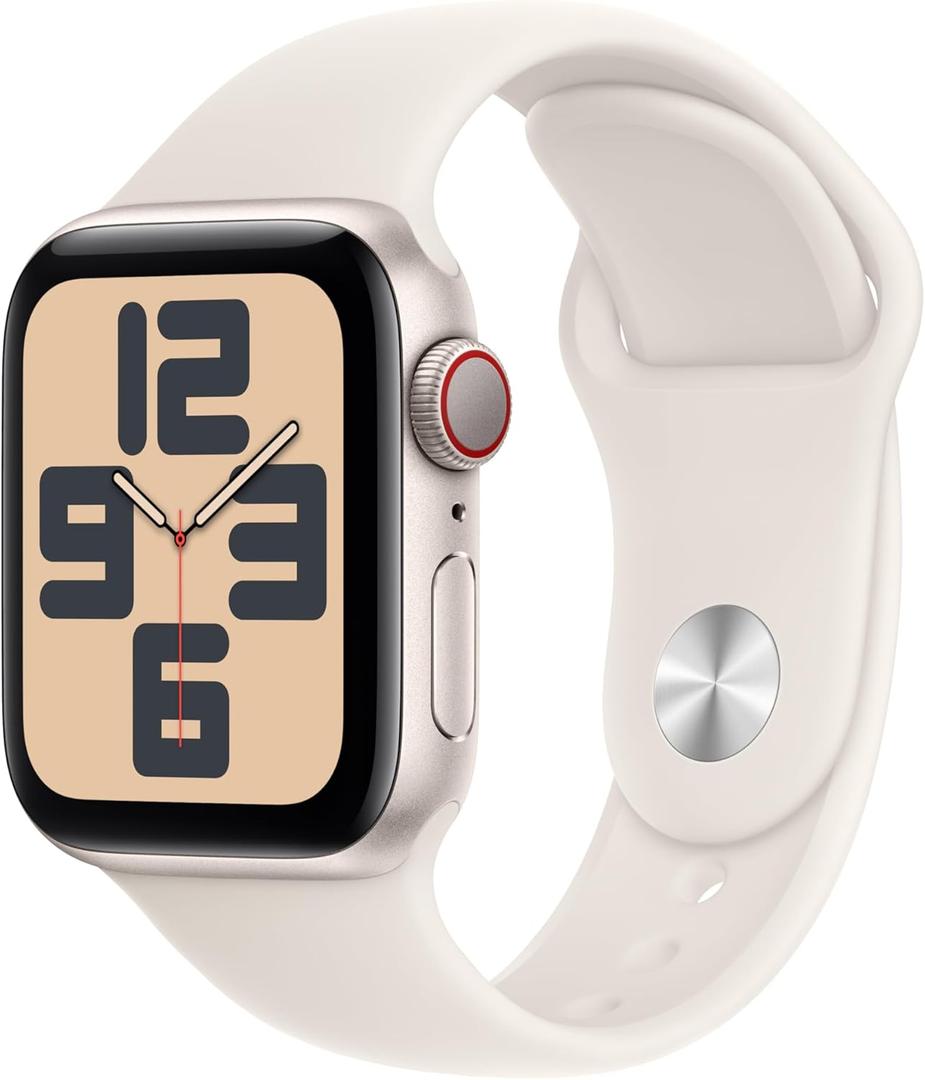 Apple Watch SE (2nd Gen) [GPS + Cellular 40mm] Smartwatch with Starlight Aluminum Case with Starlight Sport Band S/M. Fitness and Sleep Trackers, Crash Detection, Heart Rate Monitor, Retina Display