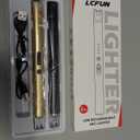 LcFun 2 Pack Candle Lighter USB Rechargeable Electric Plasma Arc Lighters with Safety Lock, Windproof Flameless Lighters Long Stem Matches for Candle, Grill, BBQ, Camping, Gas Stoves (Black, Gold)