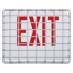 Shimeyao 2 Pcs Red Exit Sign Wire Guard Damage Cage with R-Type Wire Clips, Coated Steel Mesh Design for Commercial Use Indoor Outdoor, Easy Installation (Large Side Open,30.5" X 14")