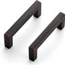 Ravinte 10 Pack Solid 3-1/2 Inch Center to Center Slim Square Bar Drawer Handles Kitchen Cabinet Handles Oil-Rubbed Bronze Drawer Pulls Kitchen Cabinet Hardware Pulls